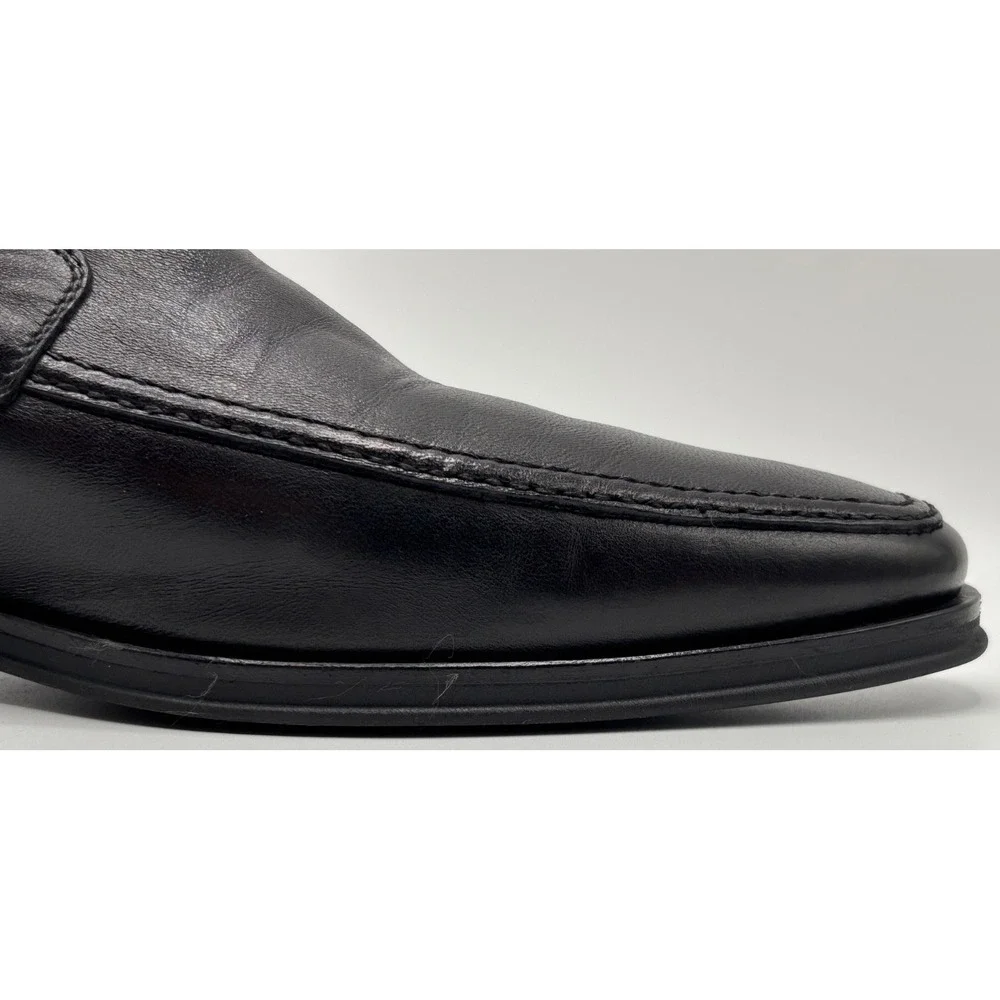 Monte Rosso Loafers Dress Shoes Mens Size 10 Black Leather Slip On Made in Italy